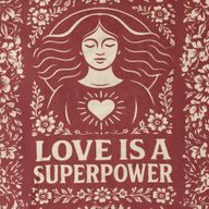 Iconic Toni Tote Bag - Love is a Super Power (41x31cm) - Natural 10oz - Inside pocket and zip closure