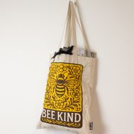 Iconic Toni Tote Bag - Bee Kind (41x31cm) - Natural 10oz - Inside pocket and zip closure