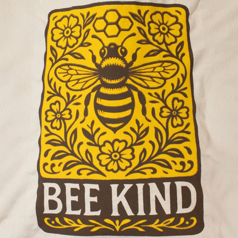 Iconic Toni Tote Bag - Bee Kind (41x31cm) - Natural 10oz - Inside pocket and zip closure