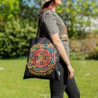 Iconic Classic Tote Bag - Compass of Life - Black 6oz (40x36cm)