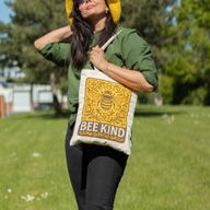 Iconic Toni Tote Bag - Bee Kind (41x31cm) - Natural 10oz - Inside pocket and zip closure