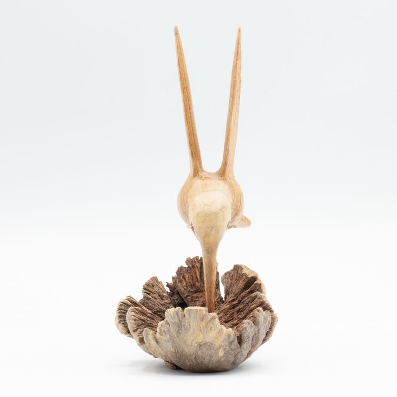Handmade Parasite Wood Art Carving - Nectar Drinking Hummingbird