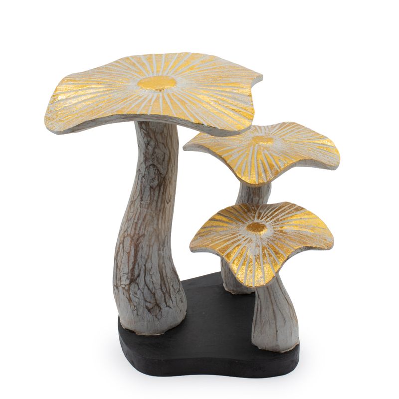 Golden Mushroom Art - Whitewash - Medium (25x25cm)