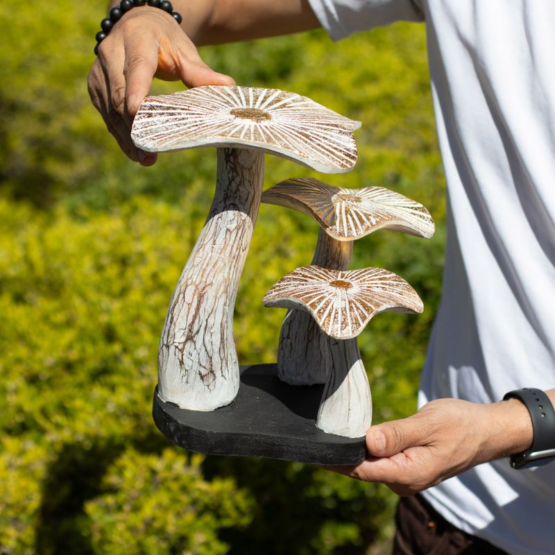 Golden Mushroom Art - Whitewash - Medium (25x25cm)