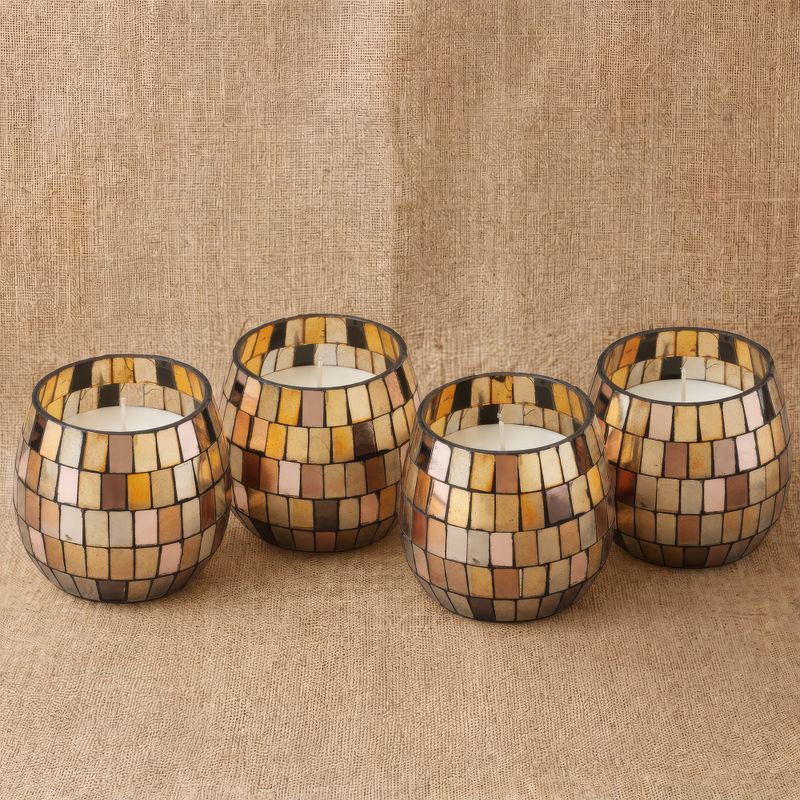 Amber Mosaic - Glass Jar Candles - Small