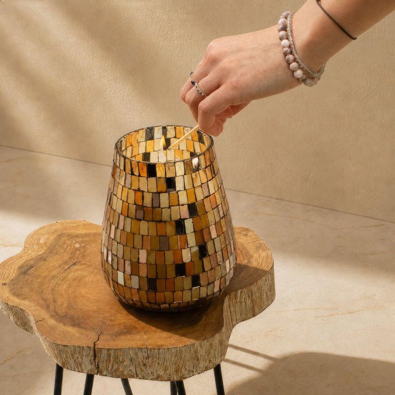 Amber Mosaic - Glass Jar Candles - Tall