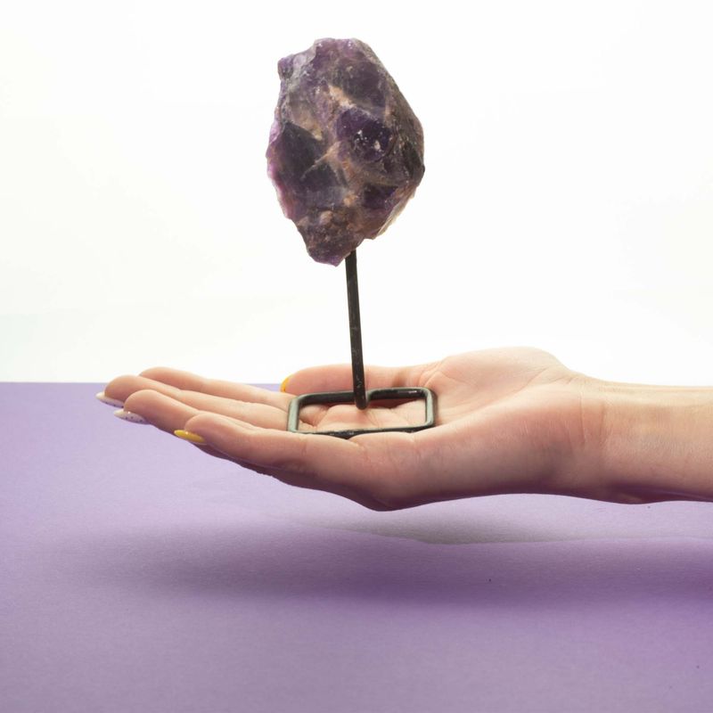 Mineral Specimens on Metal Stand - Rainbow Moonstone