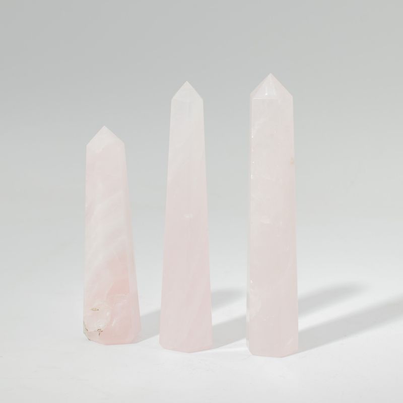 Gemstone Six Face Obelisk Points approx 11cm  - Rose Quartz
