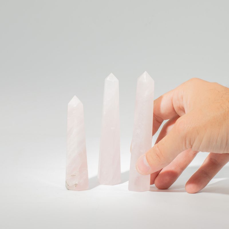 Gemstone Six Face Obelisk Points approx 11cm  - Rose Quartz