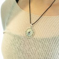 Indian Devotional Pendants - Silver Plated (45cm Cord)- Sun Worship Amethyst