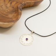 Indian Devotional Pendants - Silver Plated (45cm Cord)- Sun Worship Amethyst
