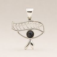 Indian Devotional Pendants - Silver Plated (45cm Cord)- Cleopatra Eye - Iolite