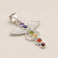 Indian Devotional Pendants - Silver Plated (45cm Cord)- Angel Chakra