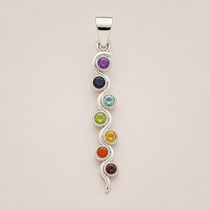 Indian Devotional Pendants - Silver Plated (45cm Cord)- Snake Chakra