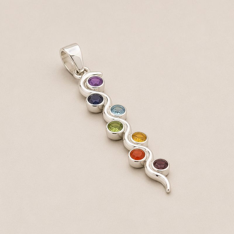 Indian Devotional Pendants - Silver Plated (45cm Cord)- Snake Chakra