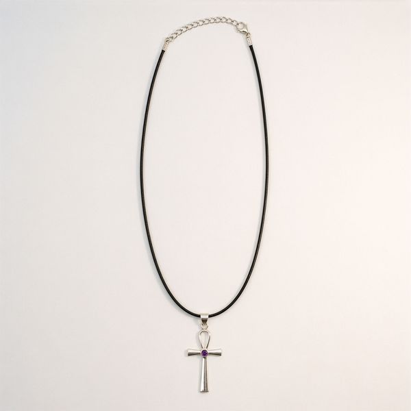 Indian Devotional Pendants - Silver Plated (45cm Cord)- Ankh Symbol of Eternal Life