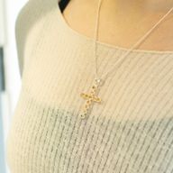Indian Devotional Pendants - Silver Plated (45cm Chain)- Citrine Crucifix
