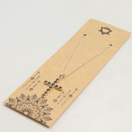 Indian Devotional Pendants - Silver Plated (45cm Chain)- Garnet Crucifix