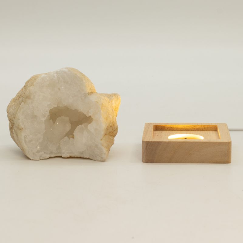 8cm Square Wooden USB LED Stand - Cool/Warm/Daylight