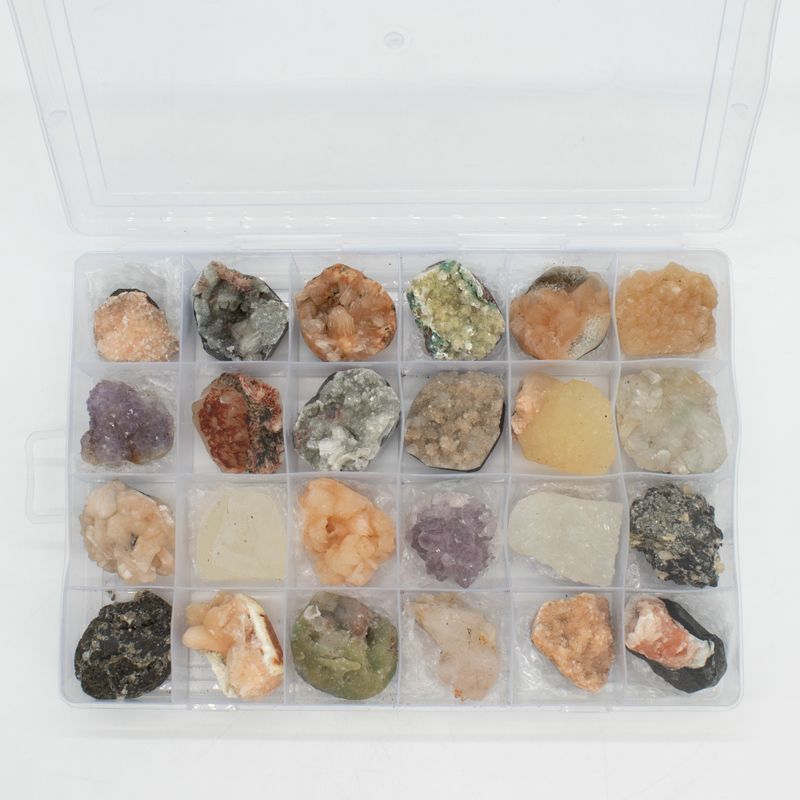 Mineral Specimen - Mixed Indian Zeolites in a Display