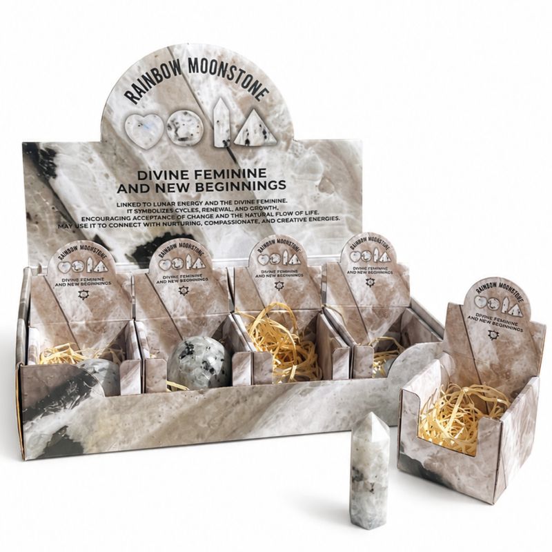 Rainbow Moonstone Gemstone Retail Display Pack - Assorted Shapes