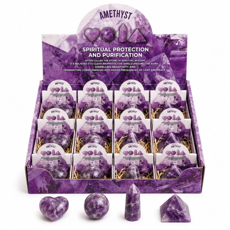 Amethyst Gemstone Retail Display Pack - Assorted Shapes