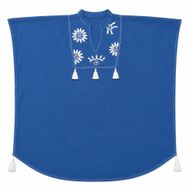 Nomad Sari On the Med Collection - Kaftan - Blue with Cream Embroidry and Tasslels