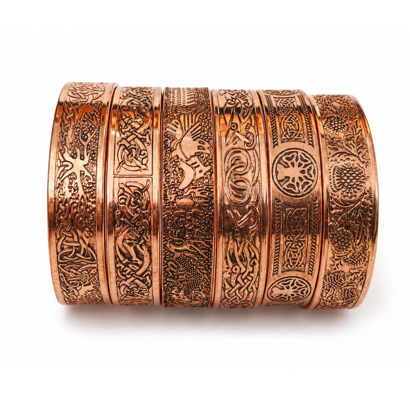 Solid Copper Bracelets Medieval Range with Affirmations Engravings (assorted)