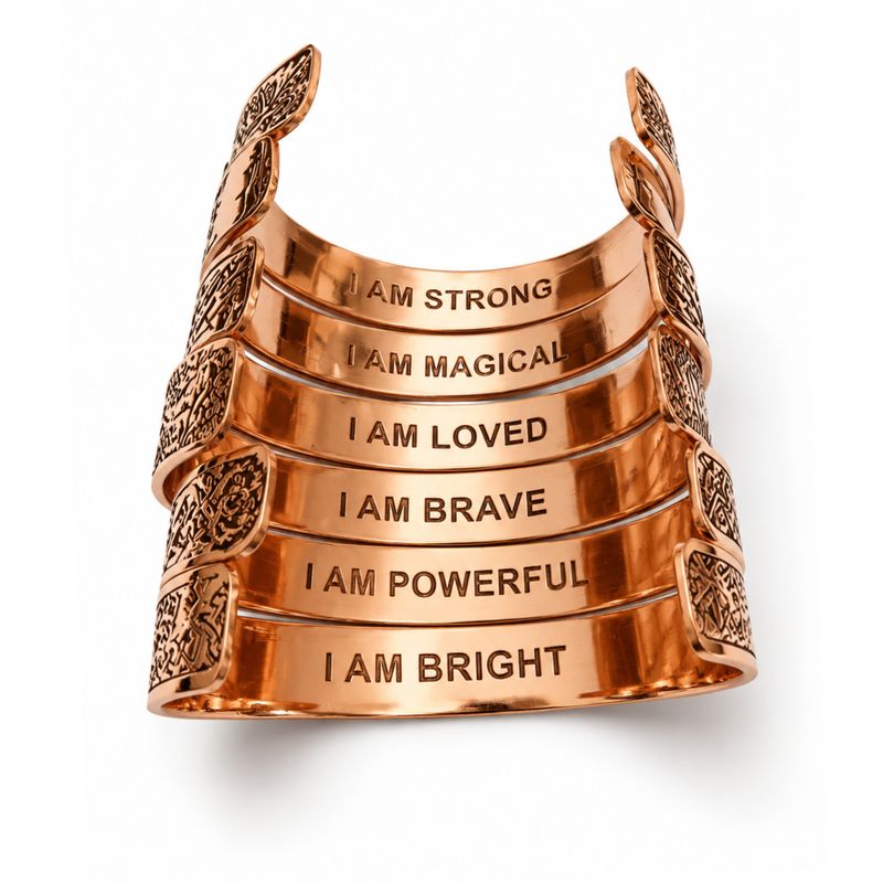 Solid Copper Bracelets Medieval Range with Affirmations Engravings (assorted)