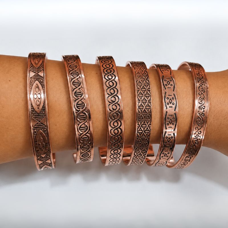 Solid Copper Bracelets Nomad Energy Collection Engravings (assorted)