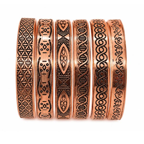 Solid Copper Bracelets Nomad Energy Collection Engravings (assorted)