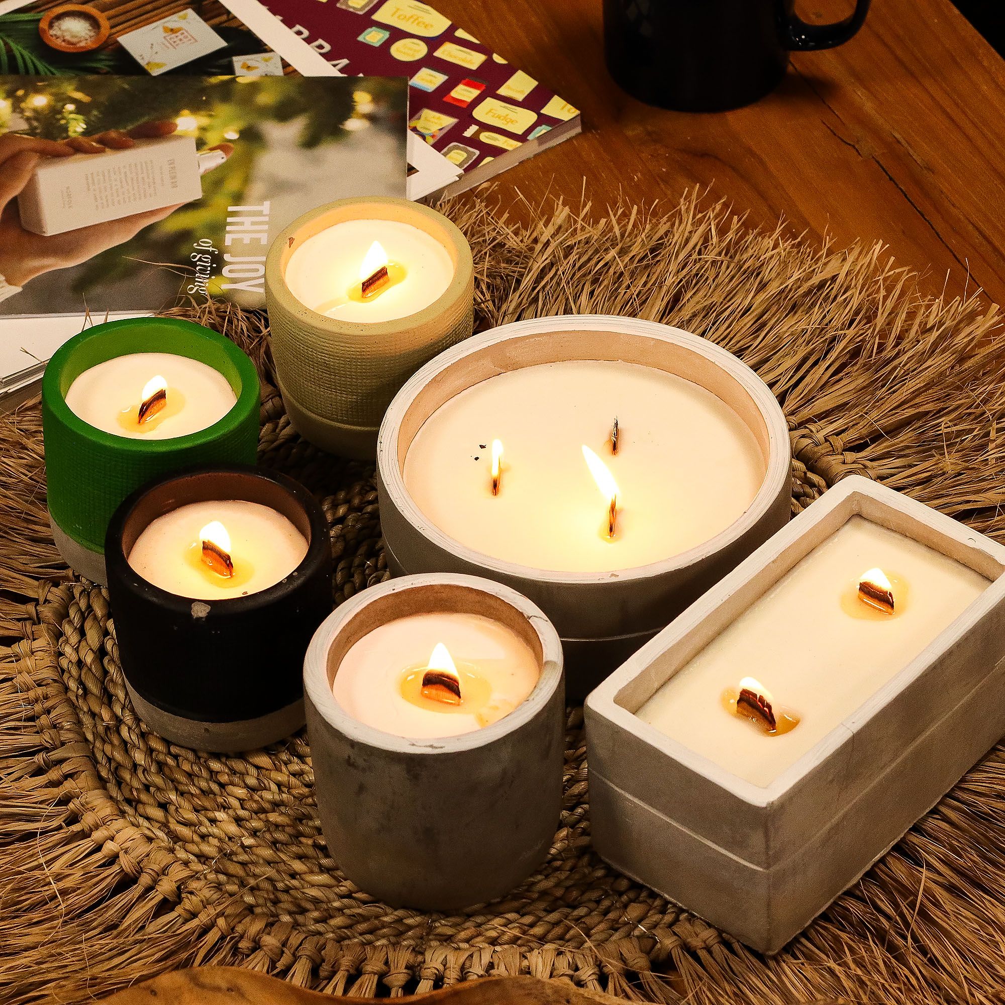 Concrete Wooden Wick Candles
