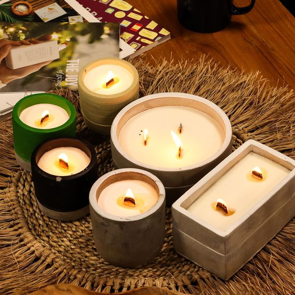Concrete Wooden Wick Candles