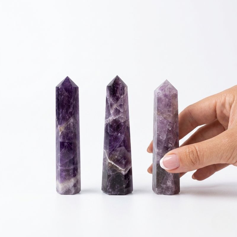 Gemstone Six Face Obelisk Points approx 11cm - Amethyst