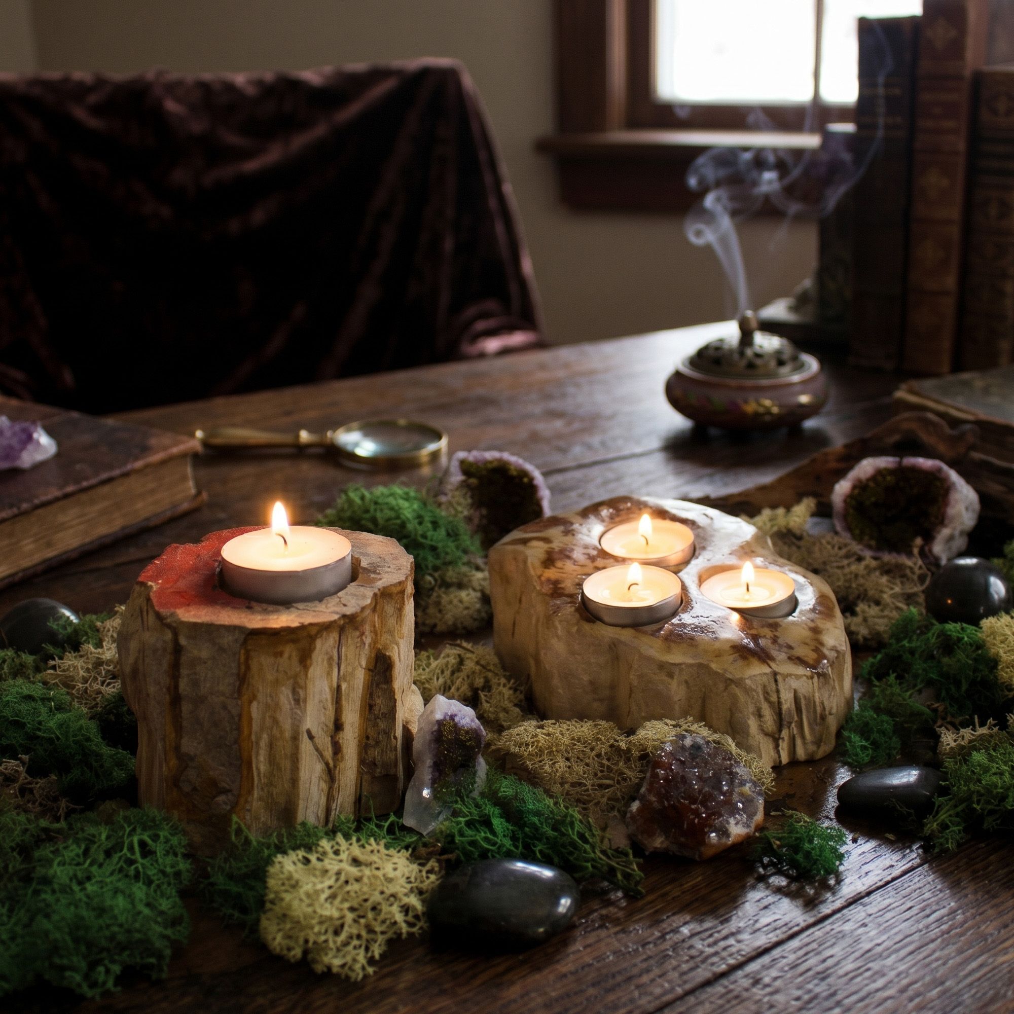 Petrified Wood Candle Holders