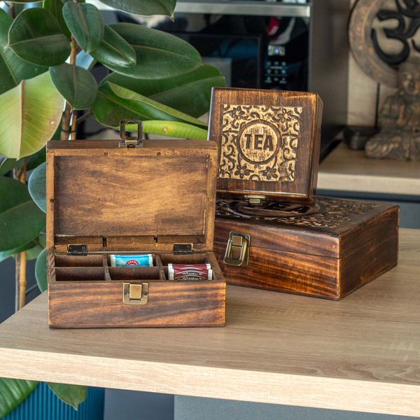 Carved Mango Wood Tea Boxes