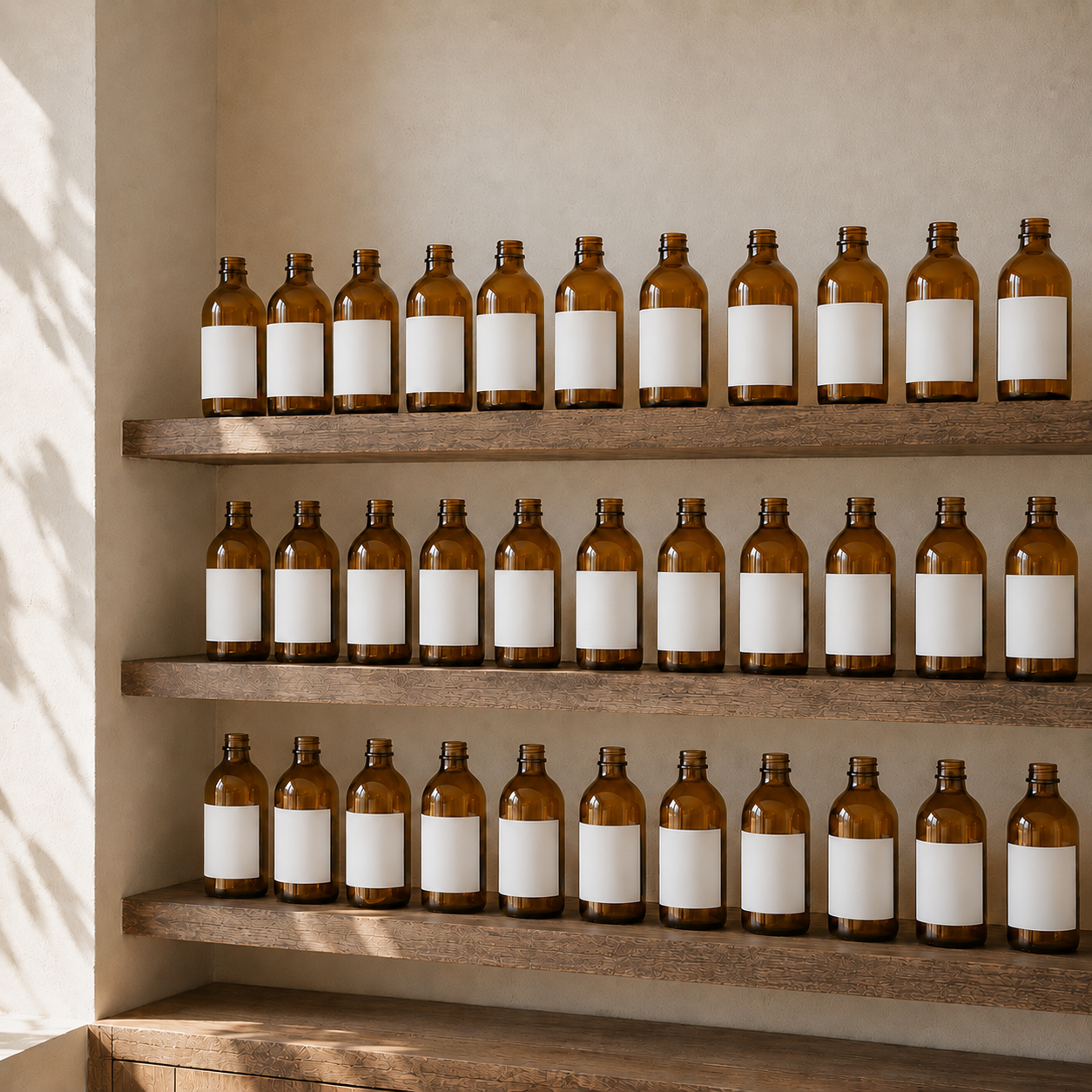 Amber Glass Boston Bottles