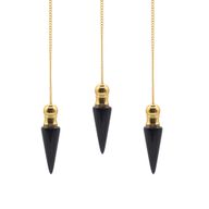 Secret Cavity Discovery of Truth Pendulum - Black Agate - Gold Plated
