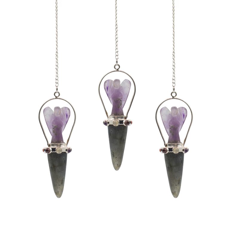 Veilwalker - Two Piece Angel Pendulum - Chakra Band - Labradorite & Amethyst
