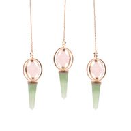 Heart Compass- Two Piece Spinning Merkaba Star in Copper Pendulum - Rose Quartz & Green Aventurine