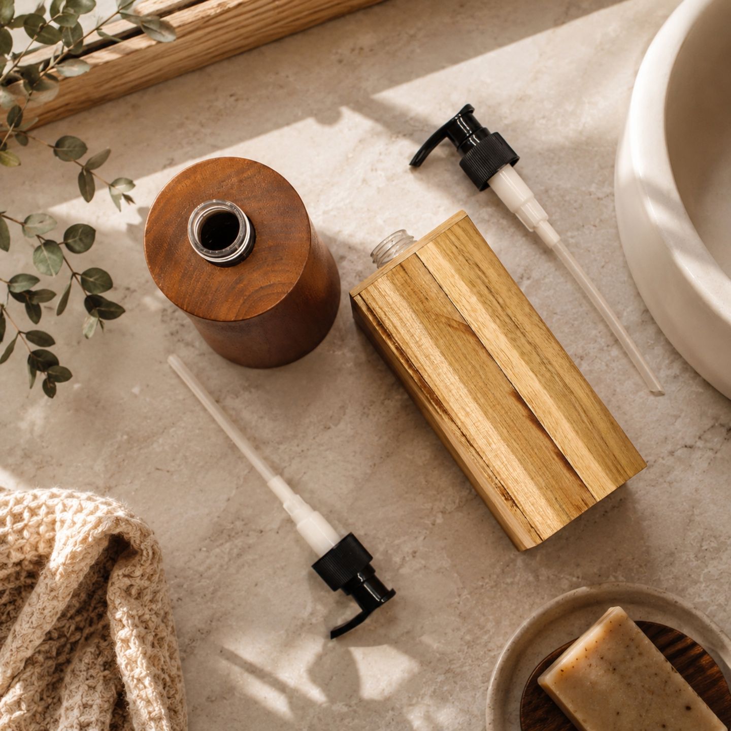 Natural Teakwood Soap Dispensers