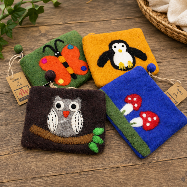 Natural Felt Zipper Pouches