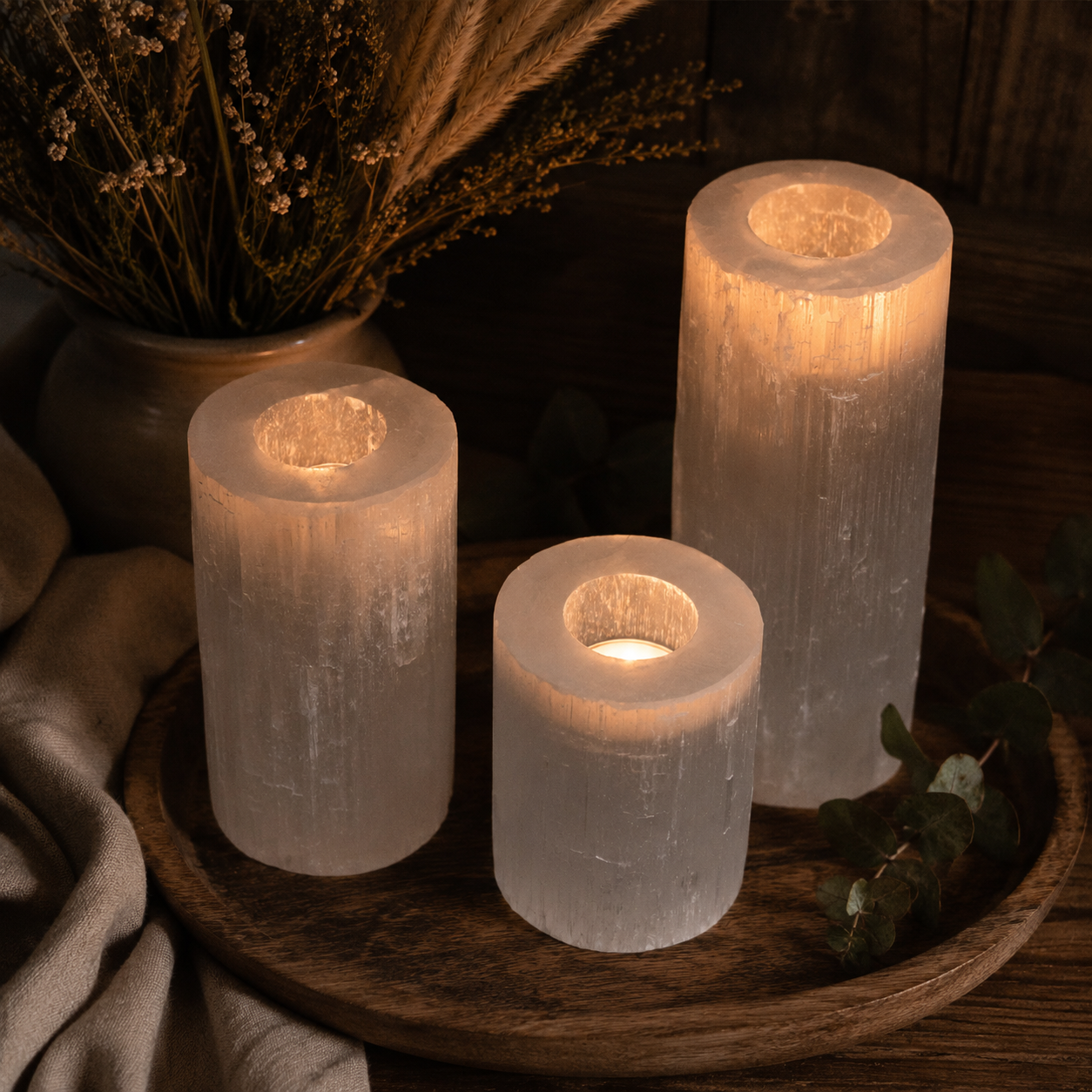 Selenite Candle Holders
