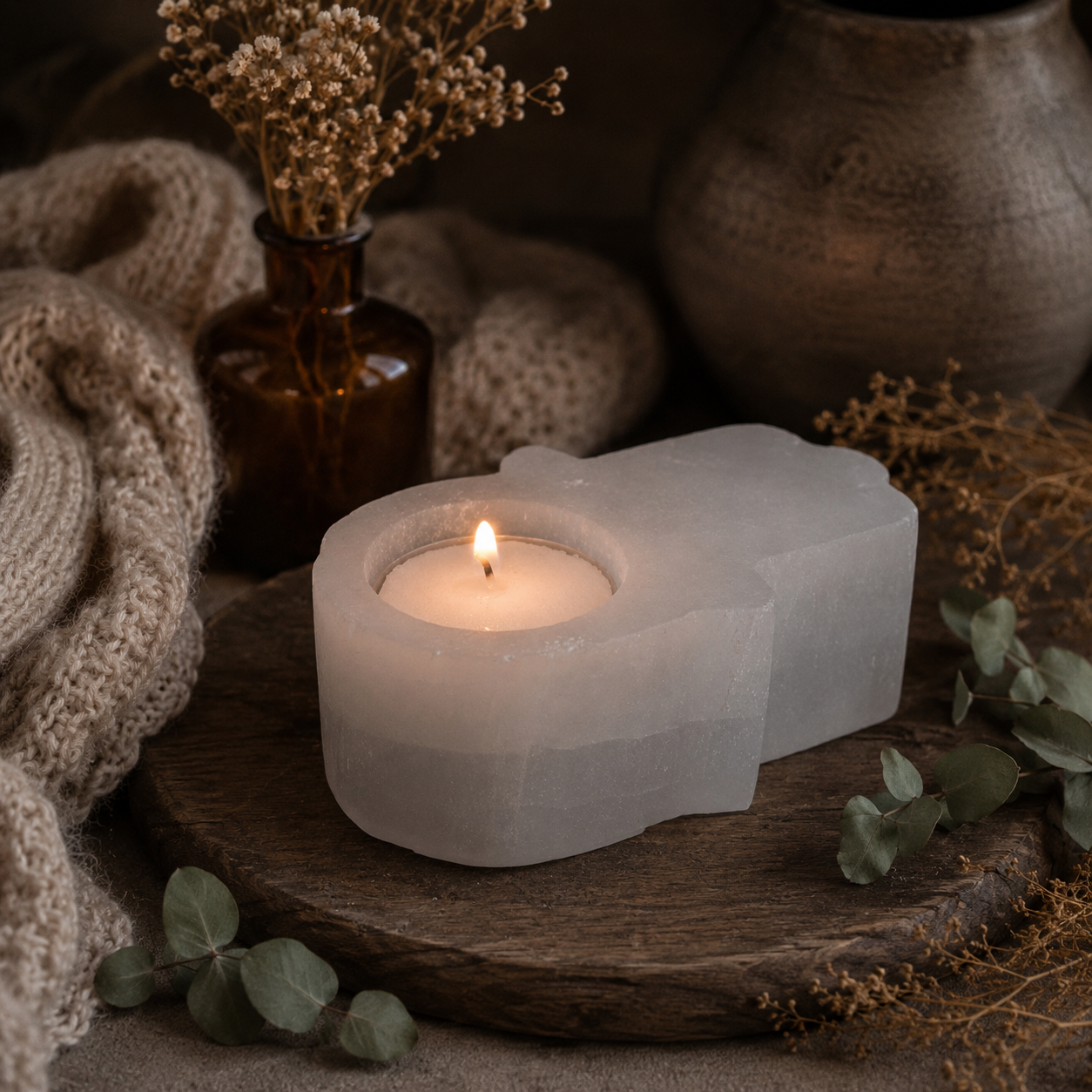 Selenite Candle Holders