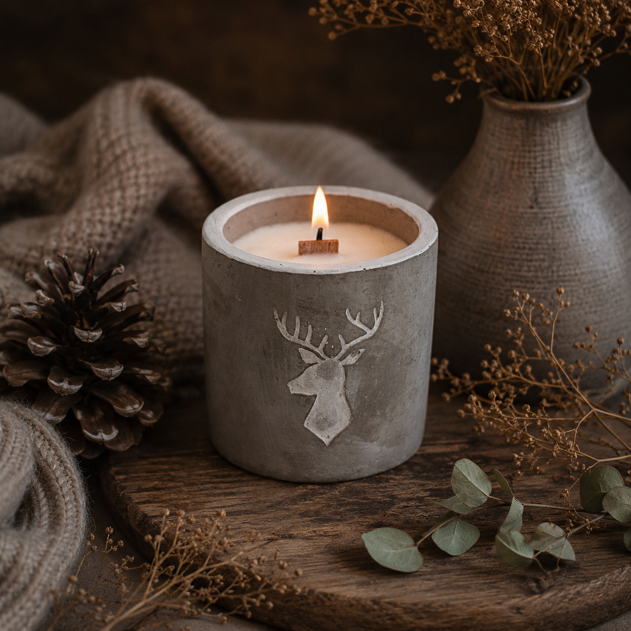 Concrete Wooden Wick Candles