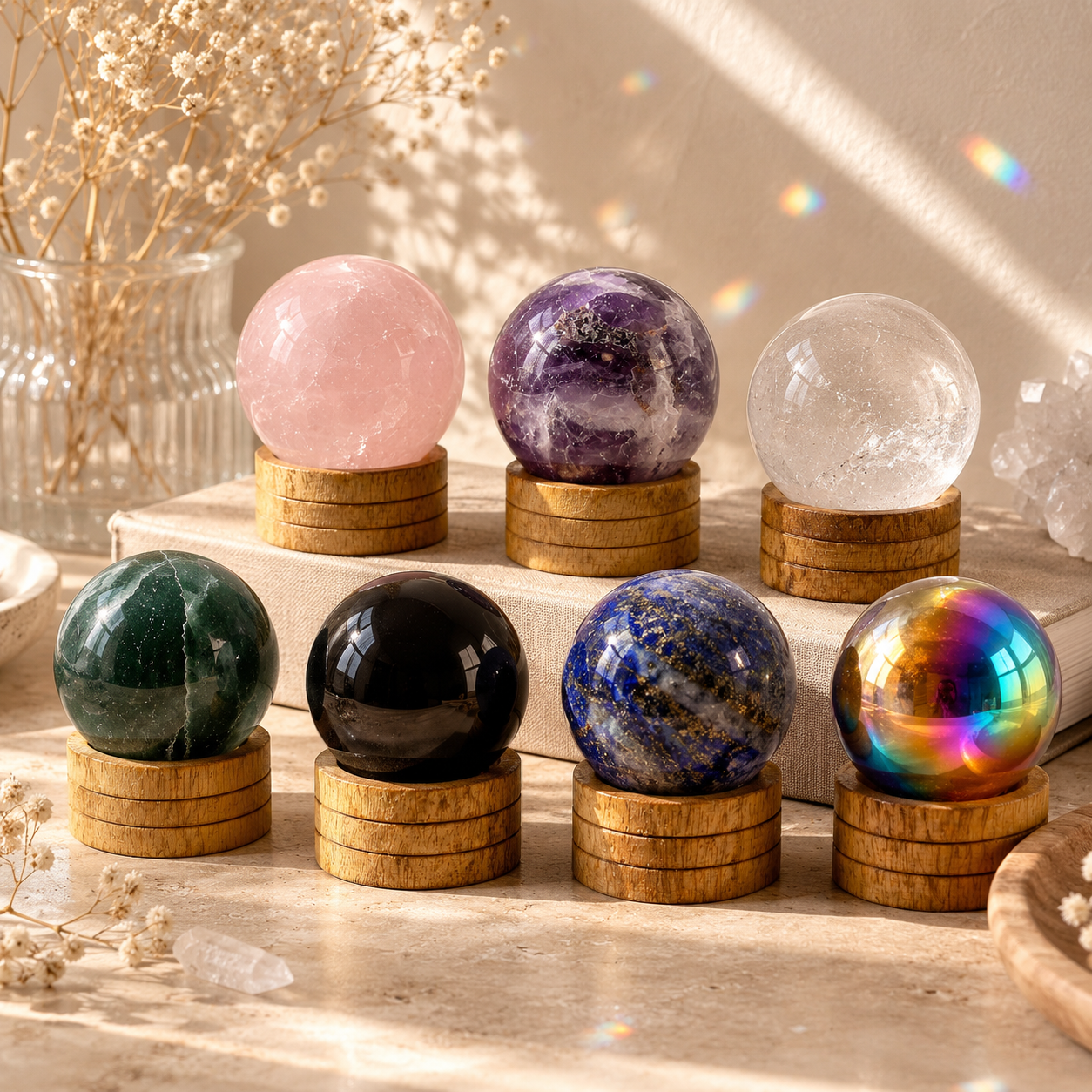 Gemstone Spheres with Stand
