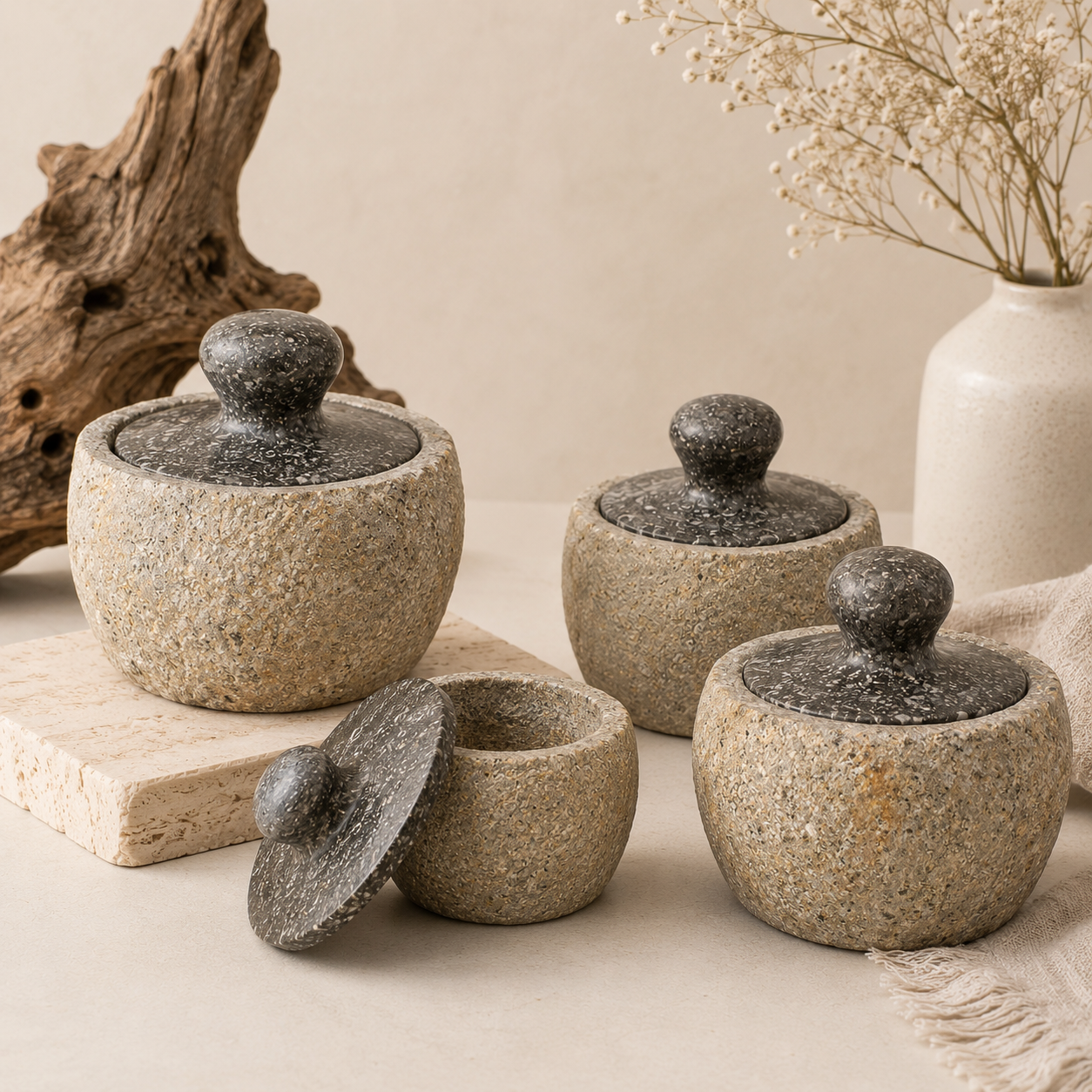 Natural Riverstone Grounding Pots