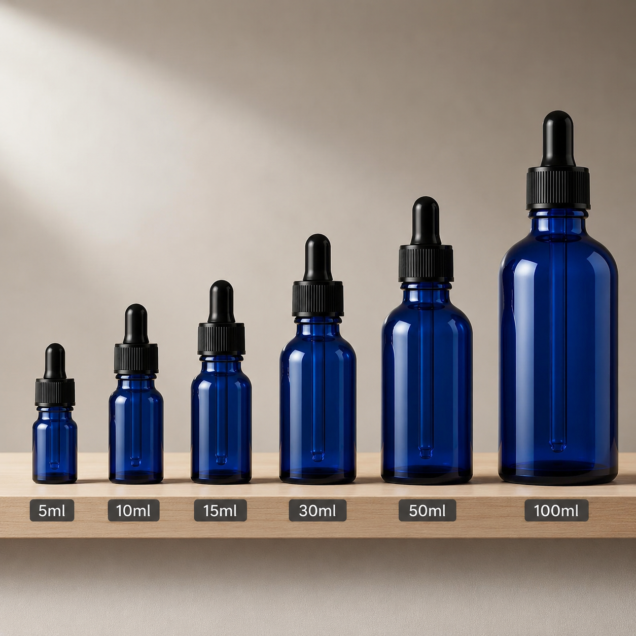 Blue Glass Dropper Bottles