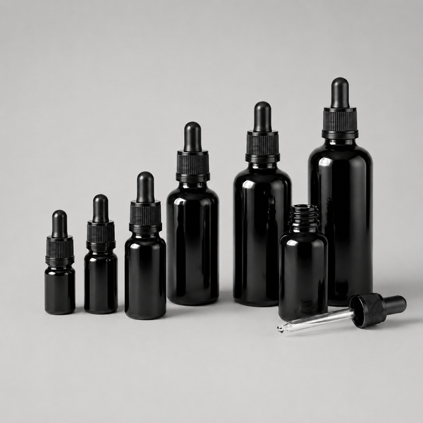 Black Glass Dropper Bottles