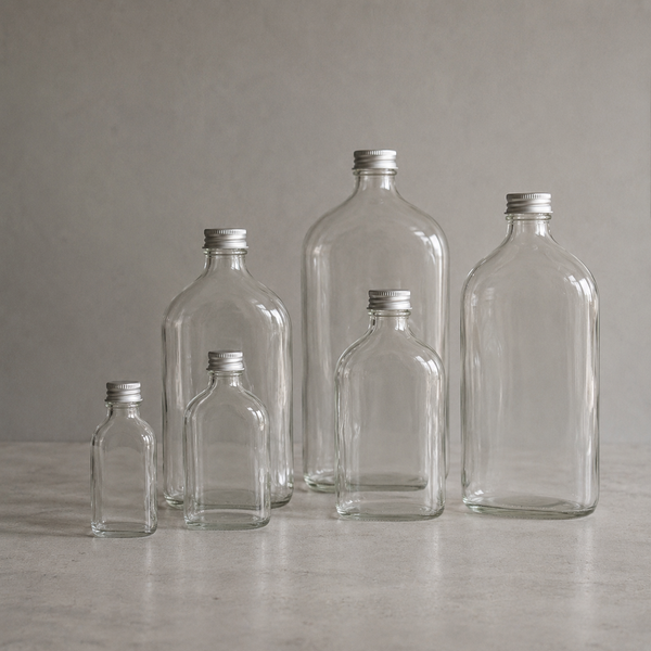 Clear Glass Flask Bottles